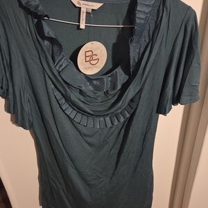 BCBGeneration Green Ruffled Short Sleeve Blouse